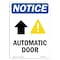 Signmission OSHA Notice, 5" Height, Automatic Door Up Arrow Sign With Symbol, 5" X 3.5", Portrait OS-NS-D-35-V-10268 - alternate 1